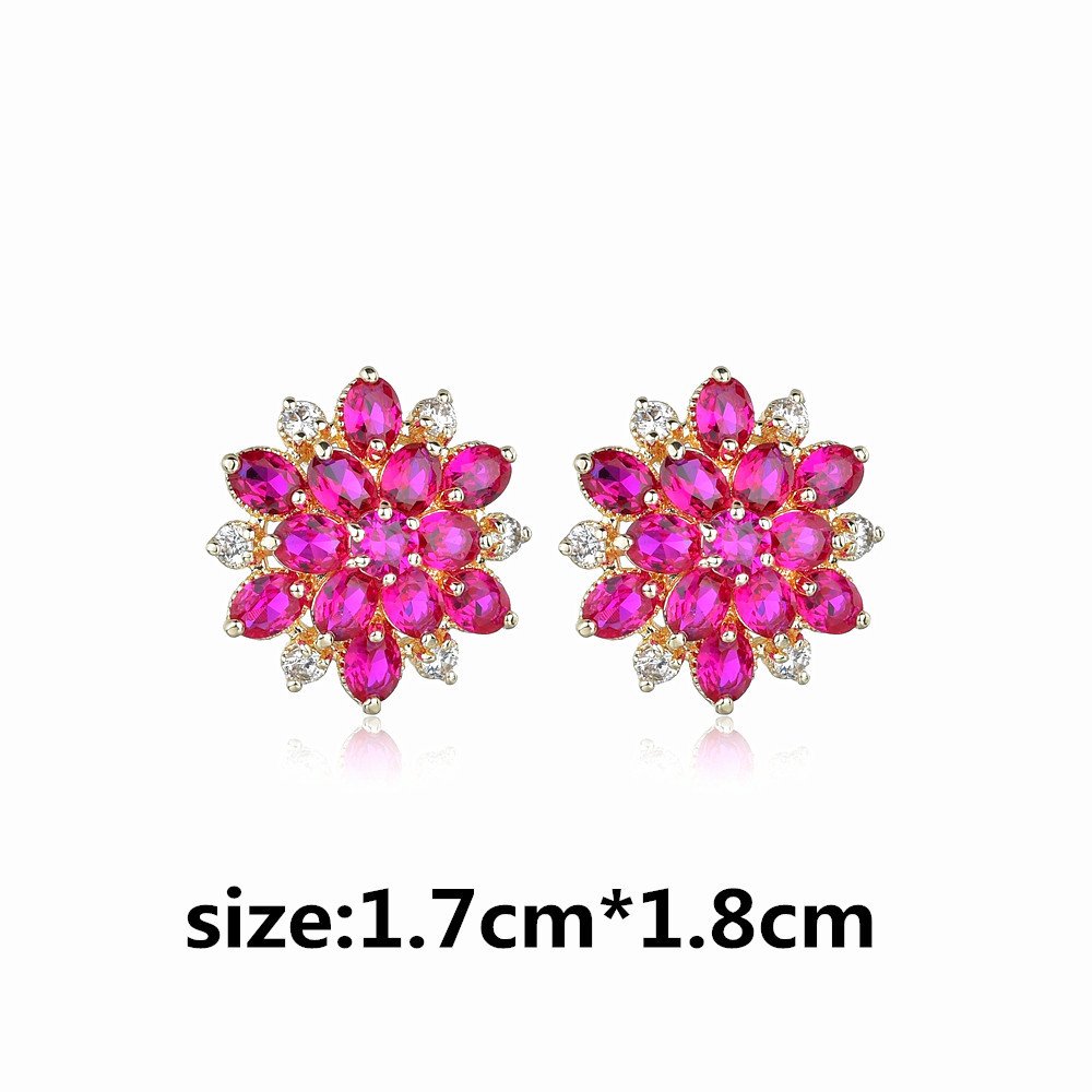Big flower girl earrings S925 needle air net red zircon earrings source factory ruby inlaid advanced earrings Application Scenario