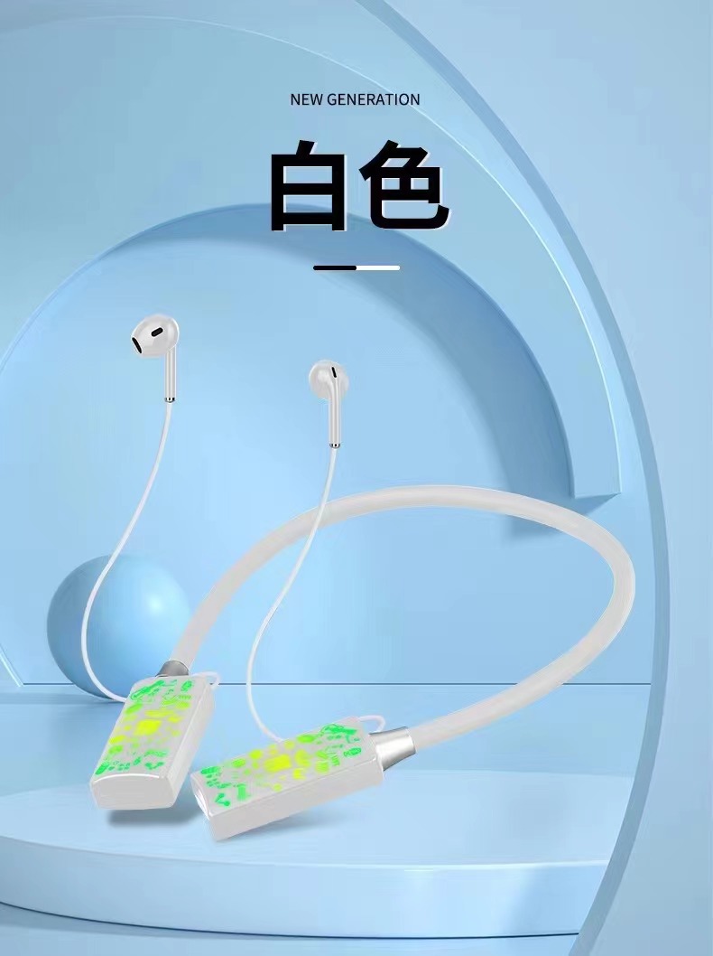 ZON-57跨境新款颈挂卡通涂鸦无线蓝牙耳机详情4