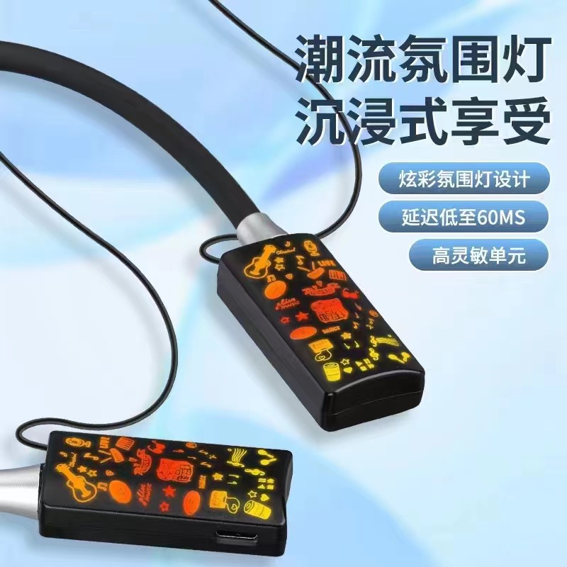 ZON-57跨境新款颈挂卡通涂鸦无线蓝牙耳机详情5