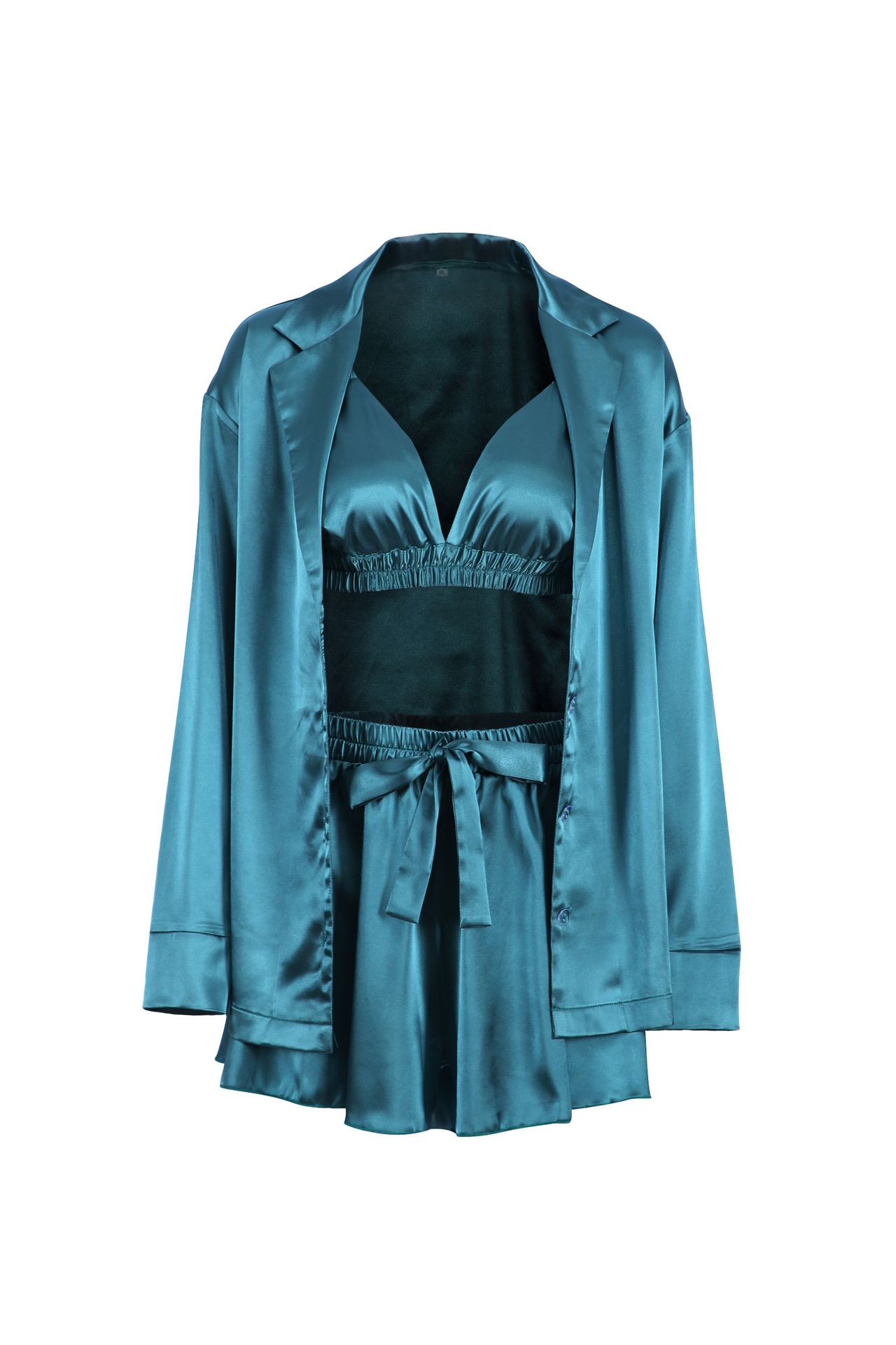 2024 Summer Europe And The United States Fashion Pajamas Loose Silk Bra Shorts Short Robe Casual Imitation Silk Texture Women's Home Wear Application Scenario