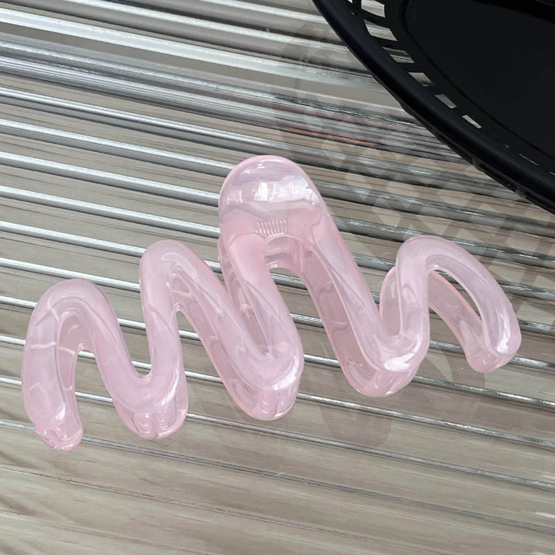 13Cm Wavy Translucent Oversized Cream Dopamine Wave Grab Clip Summer Hair Clip Women's Back Hair Shark Clip Simple Headwear Specification drawing