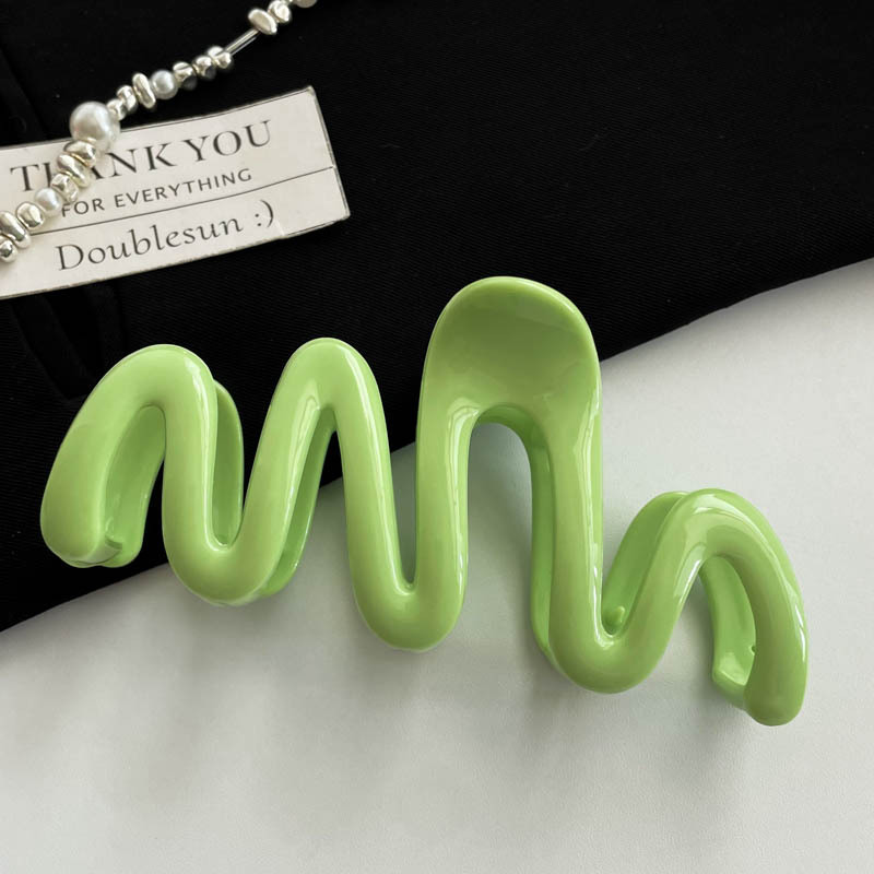 13Cm Wave Frosted Milk Green Oversized Cream Dopamine Wave Grab Clip Summer Hair Clip Women's Back Hair Shark Clip Simple Headwear Specification drawing