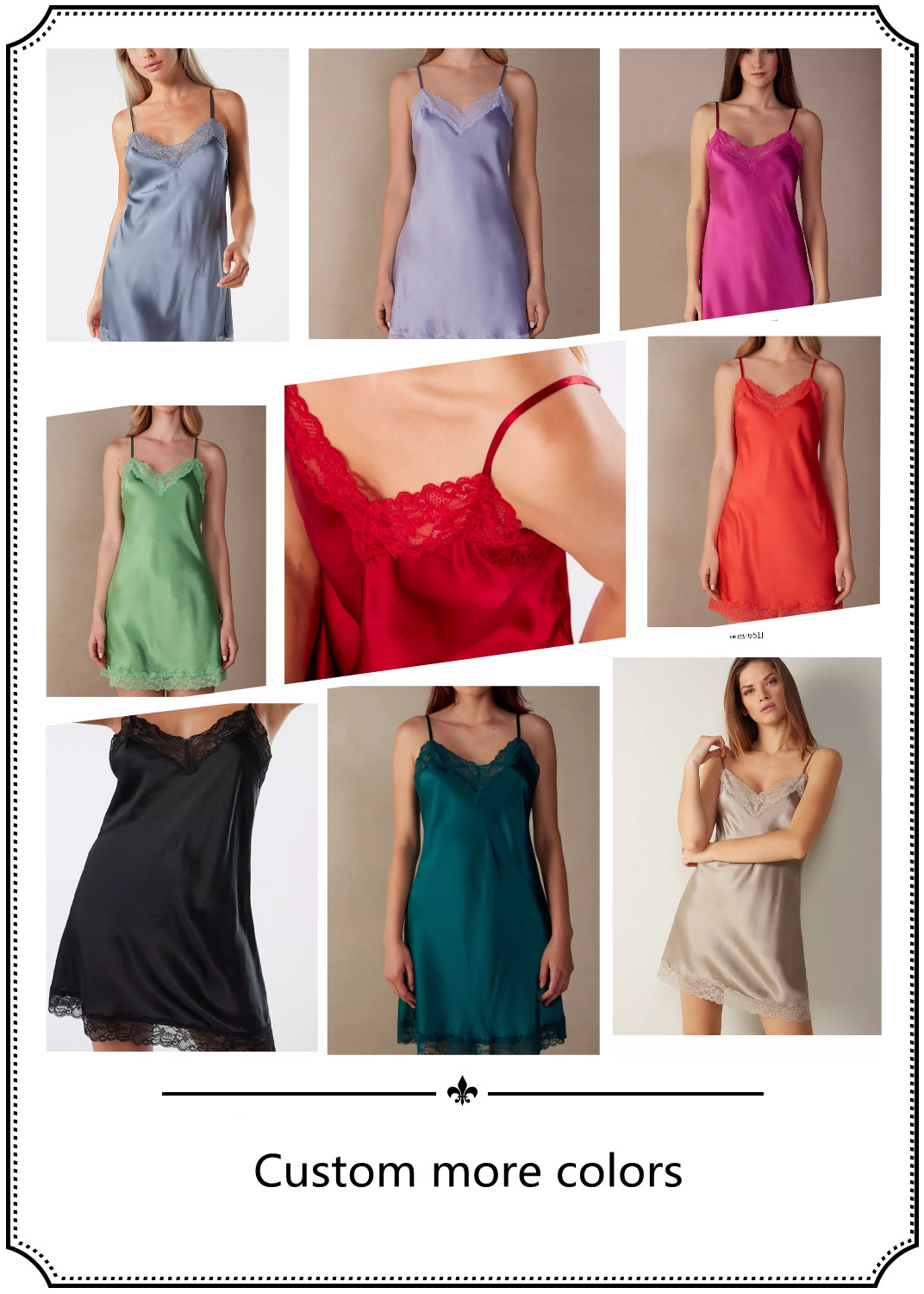 Sexy Nightwear Intimate Brand Women's Summer New Lace French Ice Silk Slip Nightdress In The Long Spring And Autumn Small Chest Thin Slip Dress 2556 Item Picture