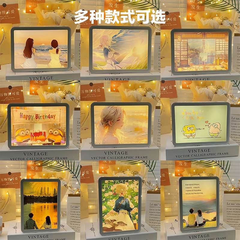 Creative Tiktok The Same Mirror Light Painting Home Bedroom Decorative Painting Nightlight Gift Business Map To Develop Nightlight details Picture