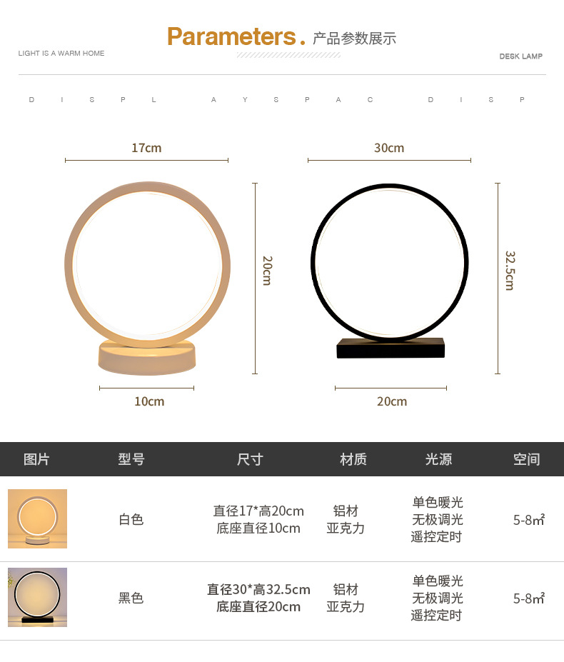 Creative Bedroom Bedside Lamp Nordic Simple Modern Nightlight Sleep Round Led Lamp Decorated Dormitory Desk undefined