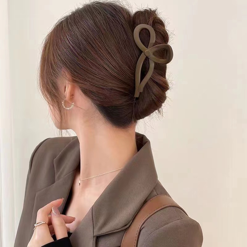 高级感盘发抓夹大号领结爪子后脑勺简约气质磨砂鲨鱼夹发夹发夹抓夹