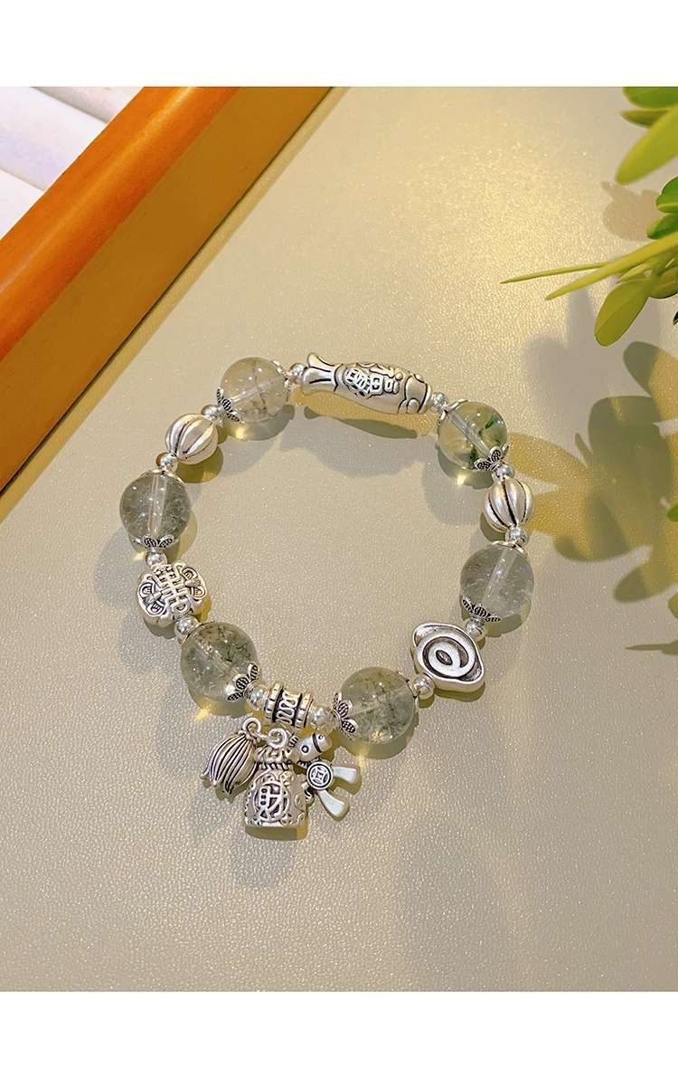 Retro National Wind Natural Hair Crystal Jixiang Bracelet Coconut Shell Beaded New Chinese String Tibetan Boudoir Hand Jewelry undefined