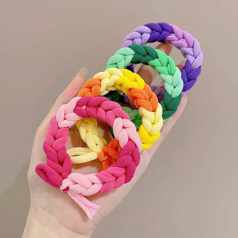 手工编织多巴胺发圈头绳发绳女扎头发橡皮筋可爱情侣手链发饰批发详情图6