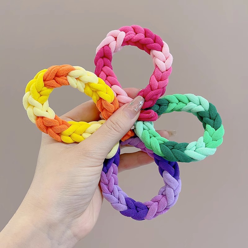 手工编织多巴胺发圈头绳发绳女扎头发橡皮筋可爱情侣手链发饰批发详情图9