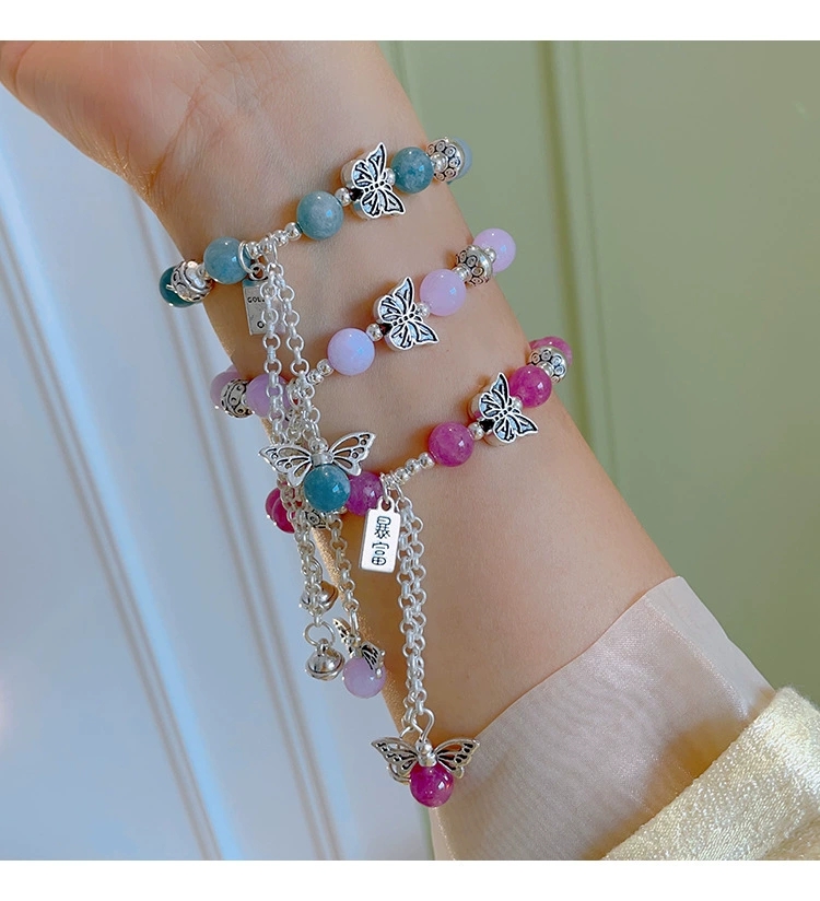 Retro National Wind Natural Hair Crystal Jixiang Bracelet Coconut Shell Beaded New Chinese String Tibetan Boudoir Hand Jewelry undefined