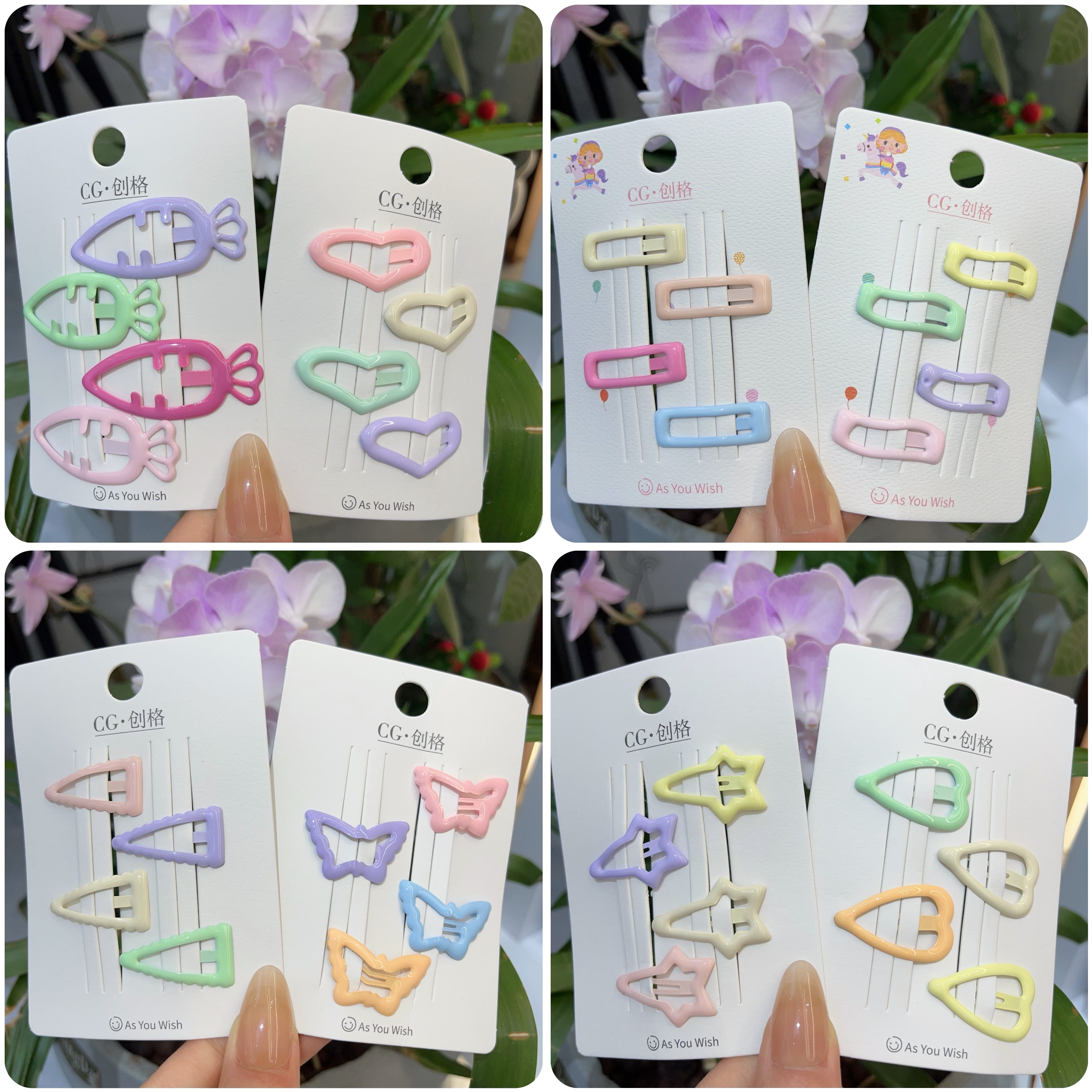 Bangs hair clips, large press clips, coffee-colored black hair clips, popular girl hair clips, oil-drip fruit small heart BB clips