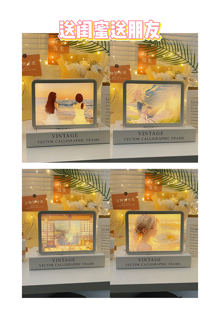 Creative Tiktok The Same Mirror Light Painting Home Bedroom Decorative Painting Nightlight Gift Business Map To Develop Nightlight Application Scenario