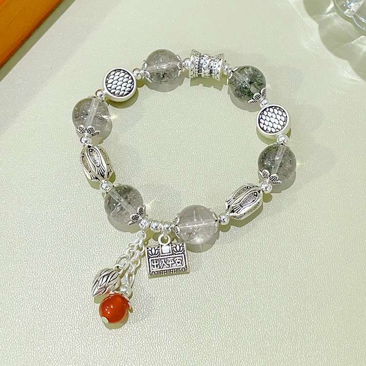 Tibetan Silver Green Ghost Bracelet Second Generation Wax Butterfly Baby Elephant Pendant Tassel Female Girlfriends Bracelet New Chinese Hand Accessories Application Scenario