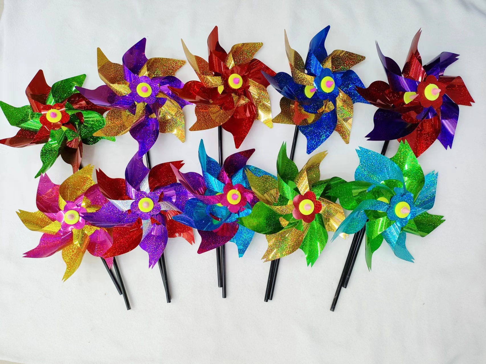 F18 Laser Windmill Outdoor Park Decoration Mini Flashing Rotating Windmill Toy Golden Egg Winning Prize Traditional Nostalgic Children's Gift Traditional nostalgic toy