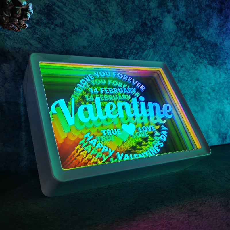 3D Colorful Small Table Lamp Decoration Rechargeable Valentine's Day Gift Festive Atmosphere Decorative Abyss Thousand Layer Night Light