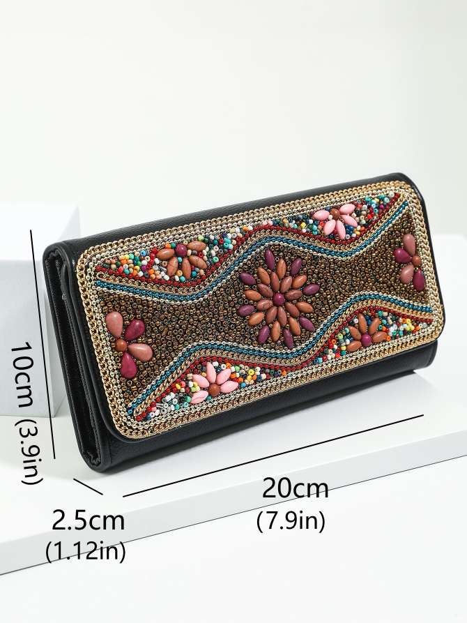 钱包，手工米珠民族风，波西米亚风格