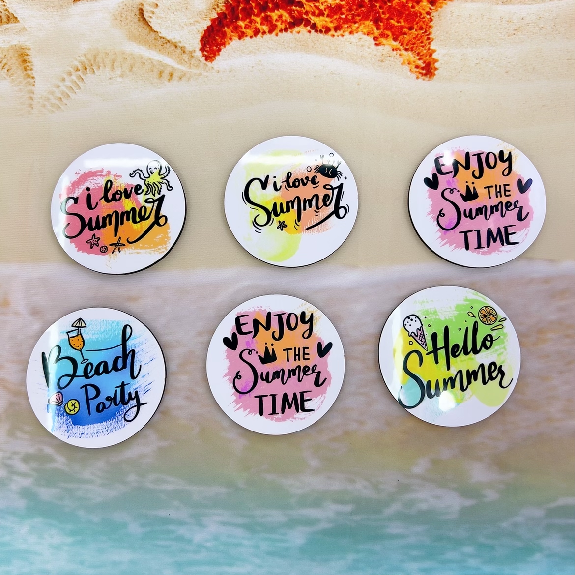 地中海木质杯垫定制海洋风格彩色印刷异形防水ogo定做咖啡垫