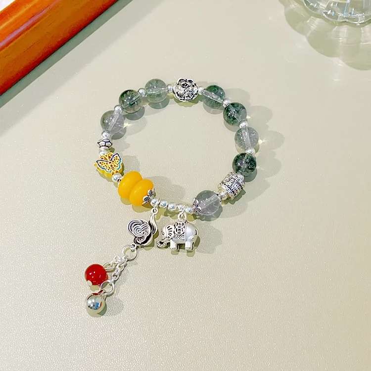 Ethnic Style Transparent Color Crystal Treasure Bracelet Women's Retro Jewelry Hidden Silver Pendant Bracelet Network Red Beaded Bracelet Application Scenario