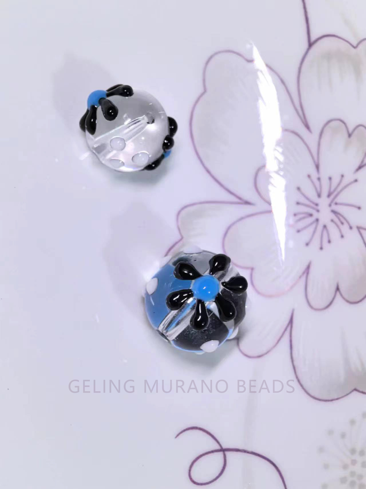 手绘趣味滴油琉璃散珠花朵 手工DIY串珠手链耳环项链饰品配件详情5