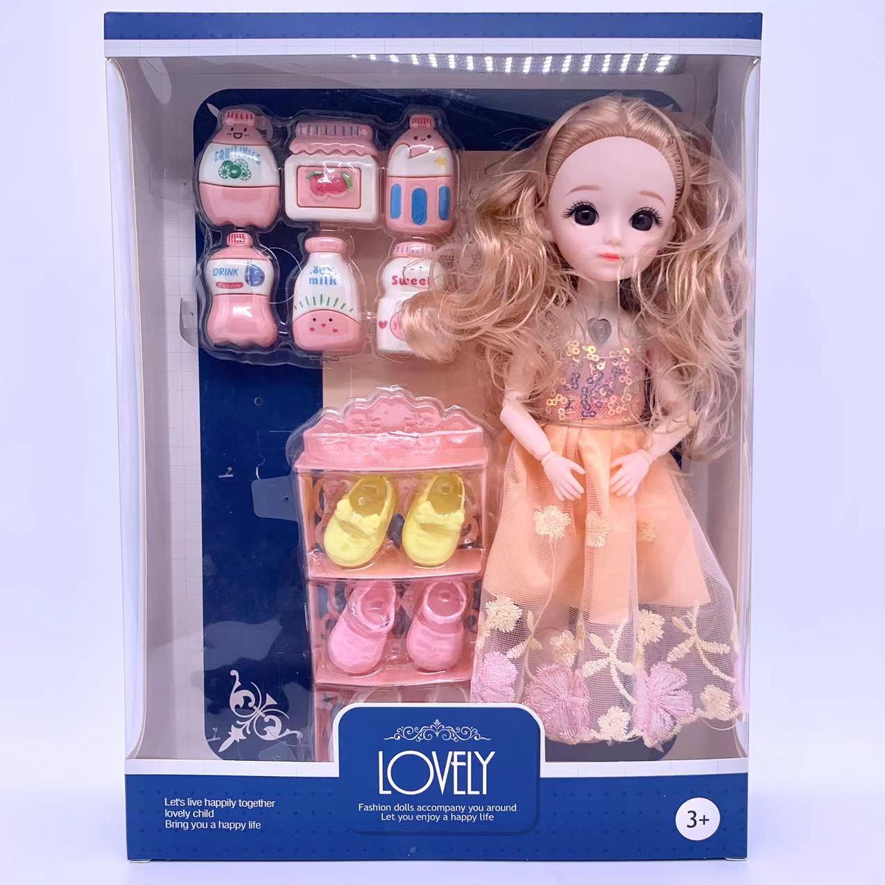 义乌外贸批发洋娃娃高端公主玩具女孩子最爱四肢可动时尚玩具经典款生日礼物套装扮家家酒套装玩具礼盒套装