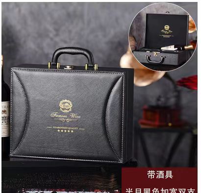 精品，双支酒盒，礼品包装盒，带酒具，仿皮