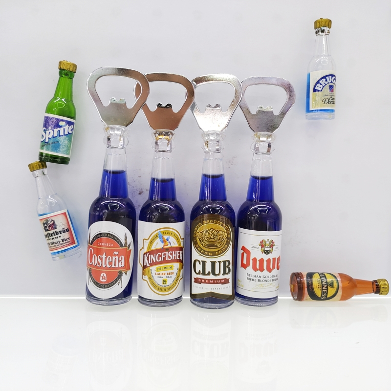 仿真酒瓶开瓶器 深蓝色酒瓶啤酒起子 广告宣传赠品创意装饰 家居用品酒吧创意装饰冰箱贴哲辉工艺品