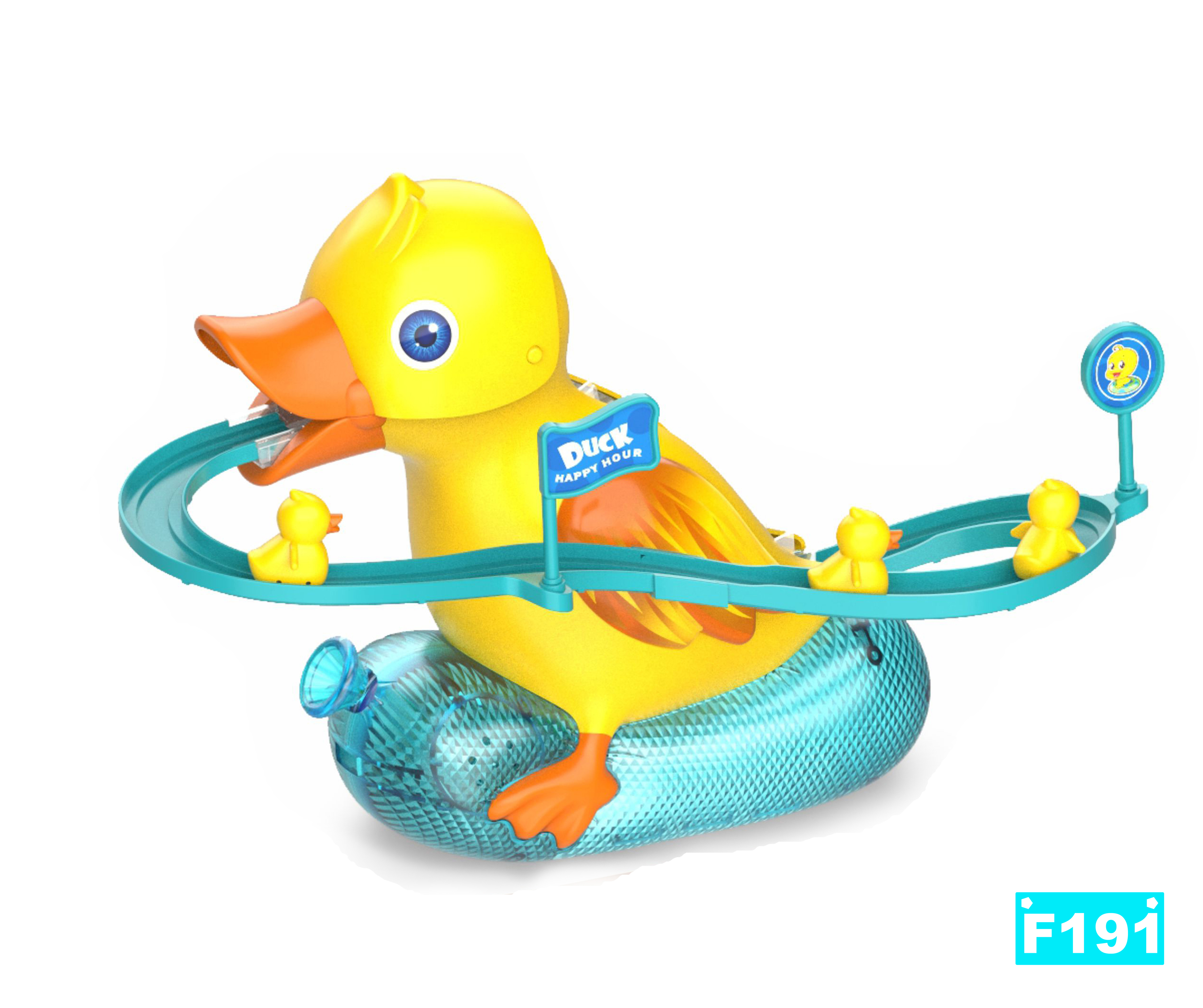 小鸭子爬楼梯 鸭子滑梯轨道玩具 外贸玩具 电动玩具 智能玩具 TOYS 小黄鸭玩具 JUGUETE白底实物图
