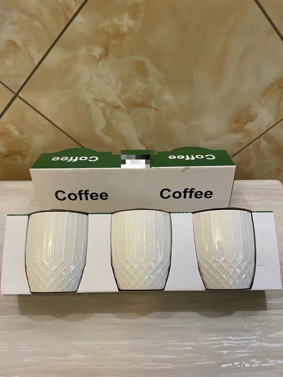 Three ceramic cups in a card box, mugs, essential quality household items, multi-functional practical household goods, and other small household items for daily life in one stop