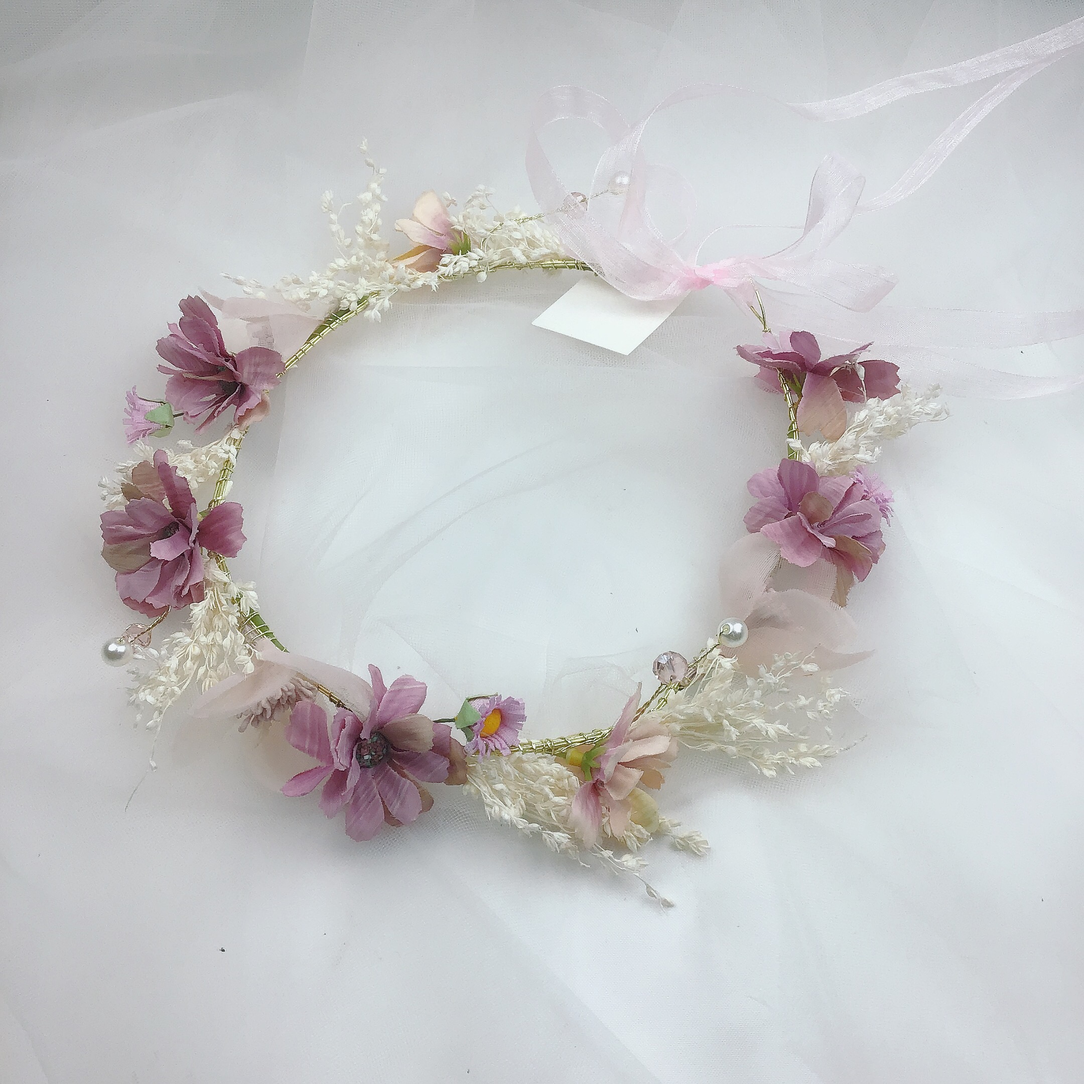 Cross-border European and American flower garlands, hair bands, bride headwear, handcrafted genuine dried flower hair accessories, girl bride wedding photo headwear, crown flower headwear, flowers