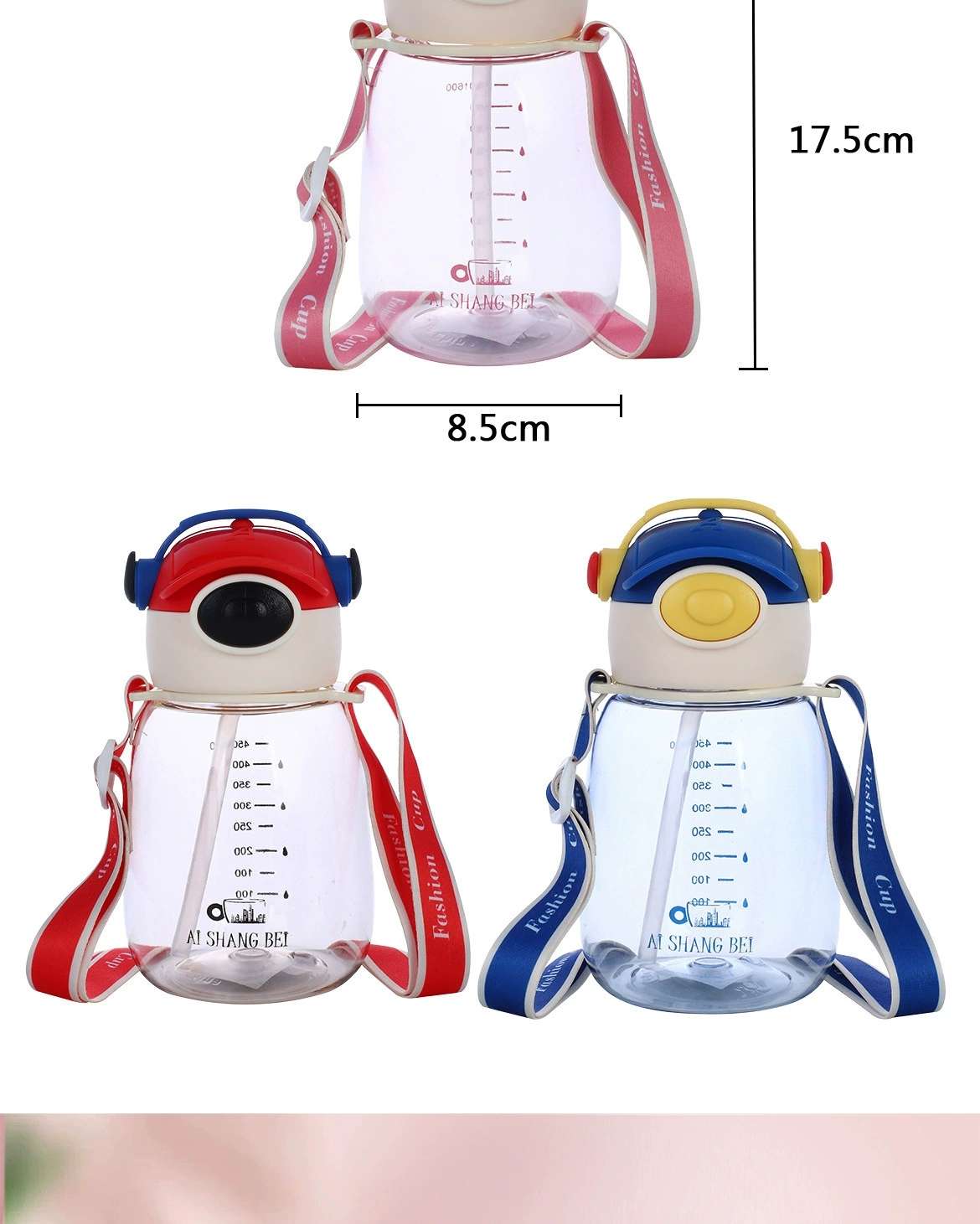 The new model B70-9123 is a cute and aesthetically pleasing cup. It is a portable, heat-resistant and shockproof plastic cup with student scale and straw detail image 10