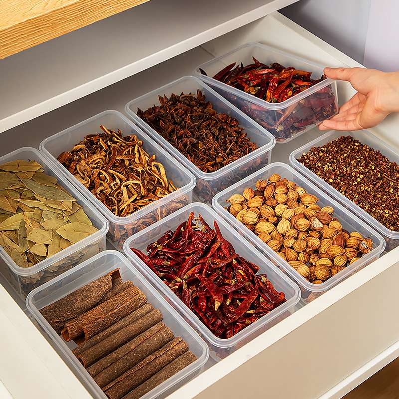 J52-2467 Condiment box: Household kitchen condiment storage sealed moisture-proof cabinet, spice storage box Item Picture