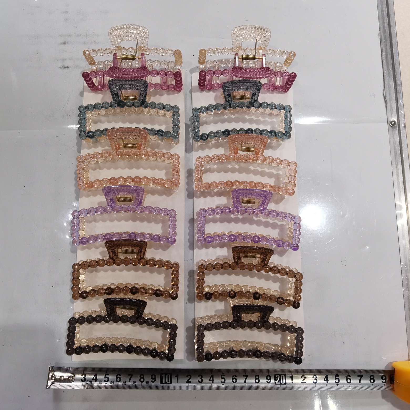 11 cm double pearl color transparent series updo hair accessory, popular hair clip, shark clip, new summer grab clip, high-end hair clip, beautiful hair clip details Picture