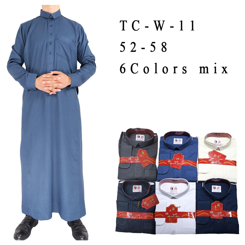 外贸沙款衬衣领设计男士阿拉伯大袍 民族服装工厂货源现货批发