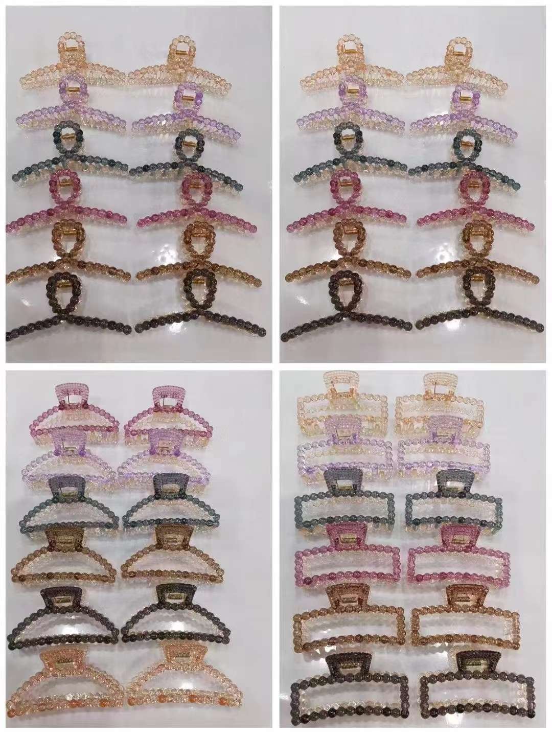 11 cm double pearl color transparent series updo hair accessory, popular hair clip, shark clip, new summer grab clip, high-end hair clip, beautiful hair clip Application Scenario