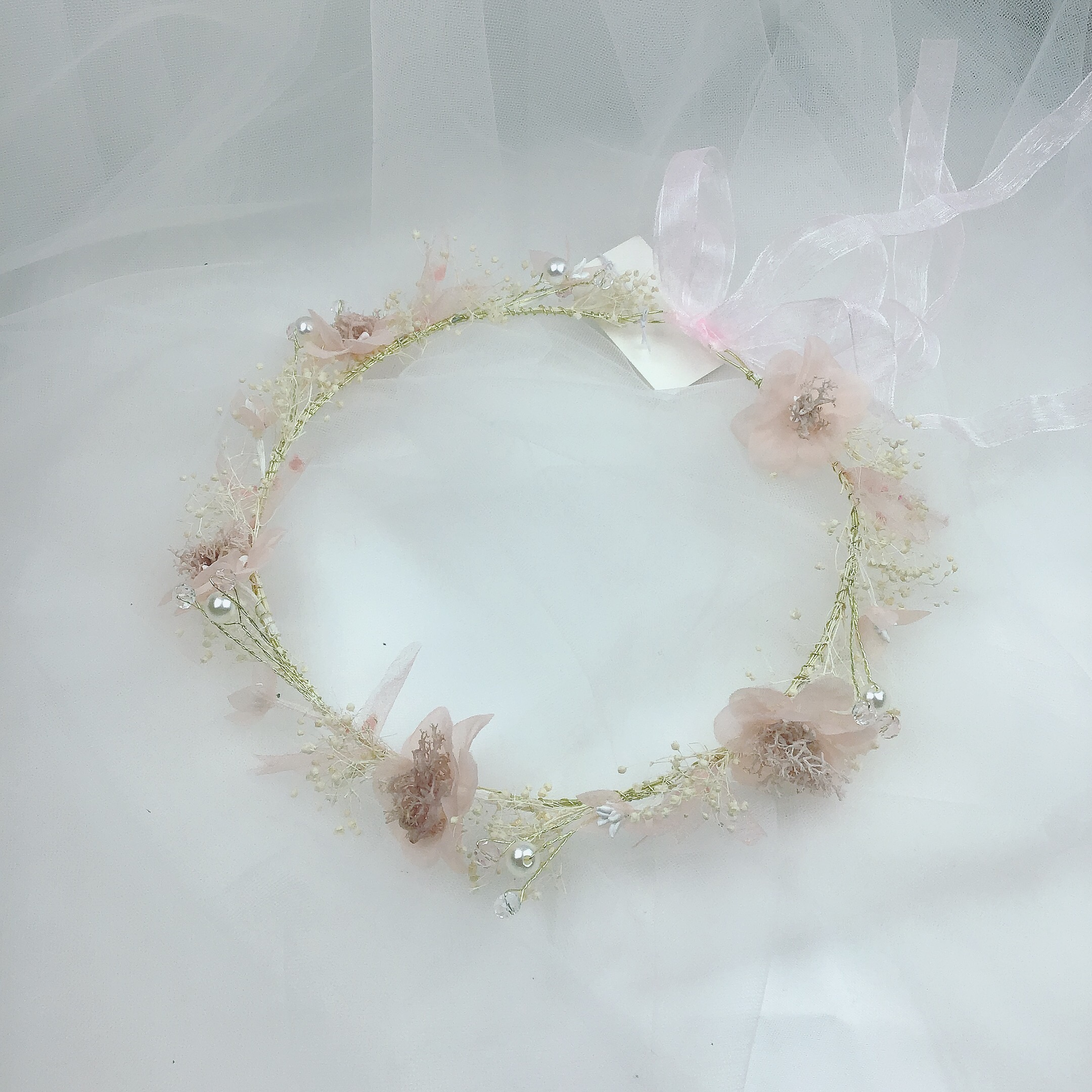 Cross-border European and American flower wreaths, hair bands, bride headwear, handcrafted genuine dried flower hair accessories, girl bride wedding photo headwear, crown flower headwear, flower wreaths