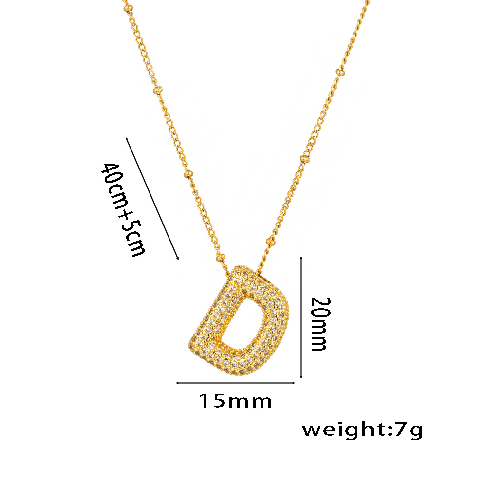 New cross-border European and American micro-inlaid zircon 26-letter pendant necklace, copper-plated 18K gold, fashionable, versatile and classic accessory detail image 4