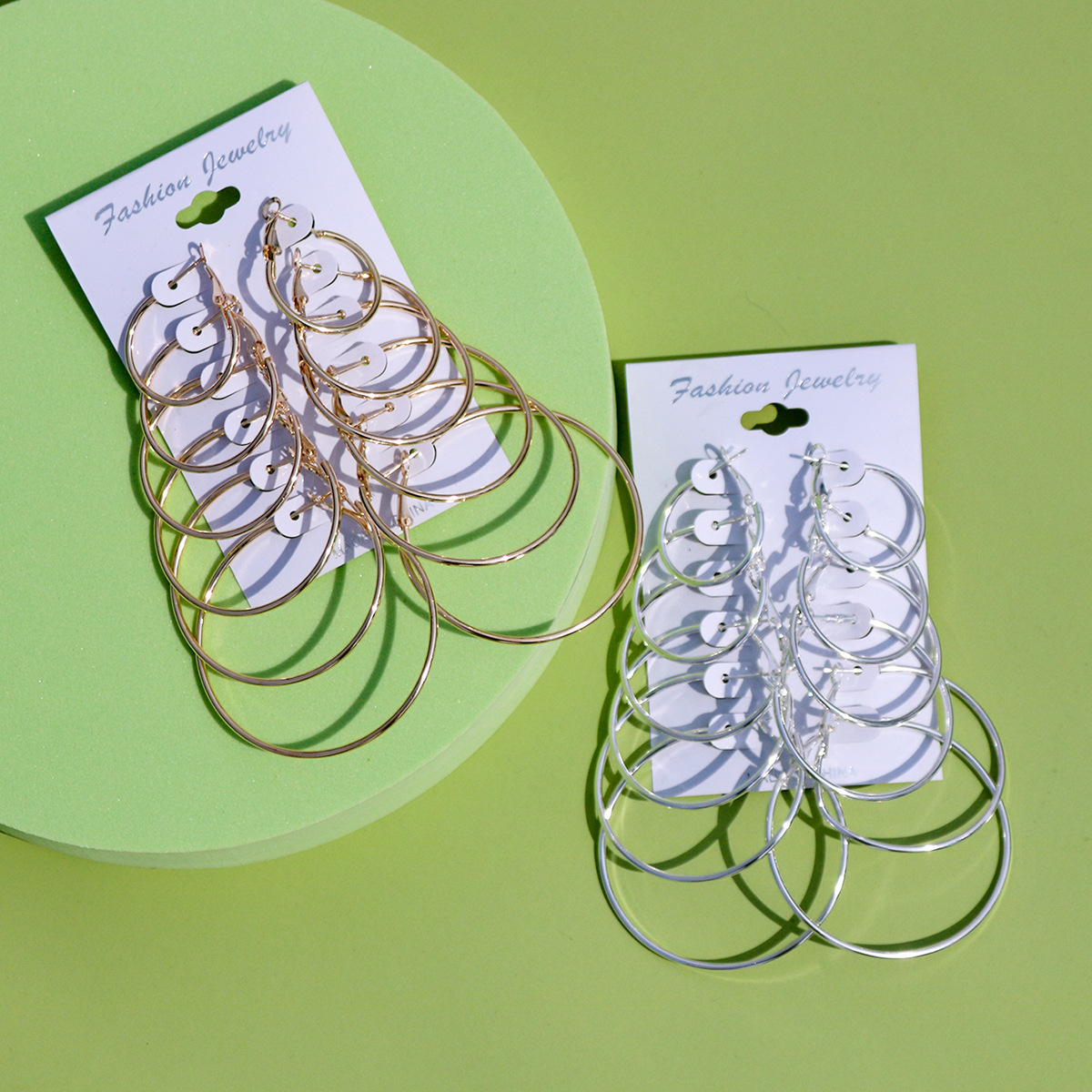 Europe And The United States Jewelry Fashion Selling Personality Circle Exaggerated Earrings Female Multi-Piece Earring C Type Earring Manufacturers Direct Sales Application Scenario