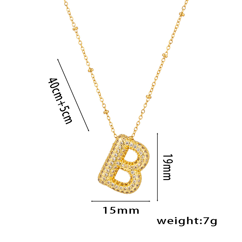 New cross-border European and American micro-inlaid zircon 26-letter pendant necklace, copper-plated 18K gold, fashionable, versatile and classic accessory detail image 7