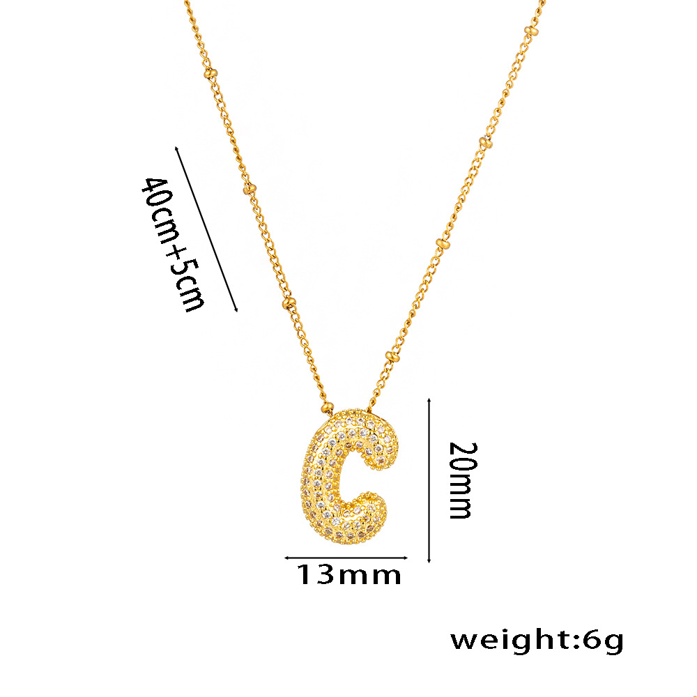 New cross-border European and American micro-inlaid zircon 26-letter pendant necklace, copper-plated 18K gold, fashionable, versatile and classic accessory detail image 8