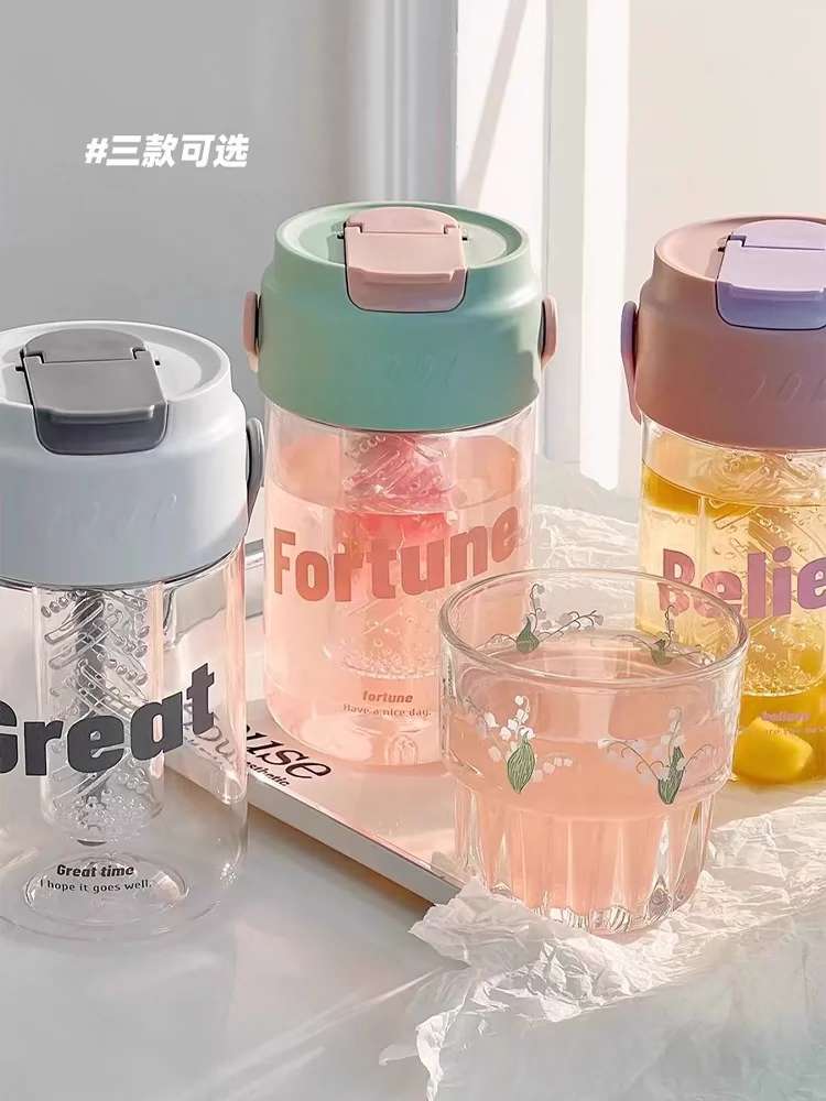 J63-709 Summer Water Cup, Student Straw Cup, Portable Flower tea Plastic Cup, High appearance level, Office tea and coffee cup detail image 19