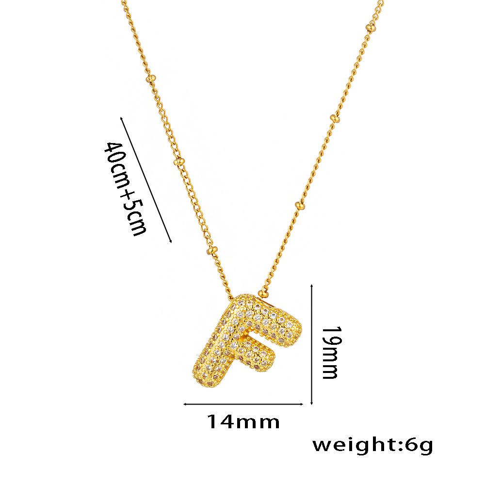 New cross-border European and American micro-inlaid zircon 26-letter pendant necklace, copper-plated 18K gold, fashionable, versatile and classic accessory detail image 10