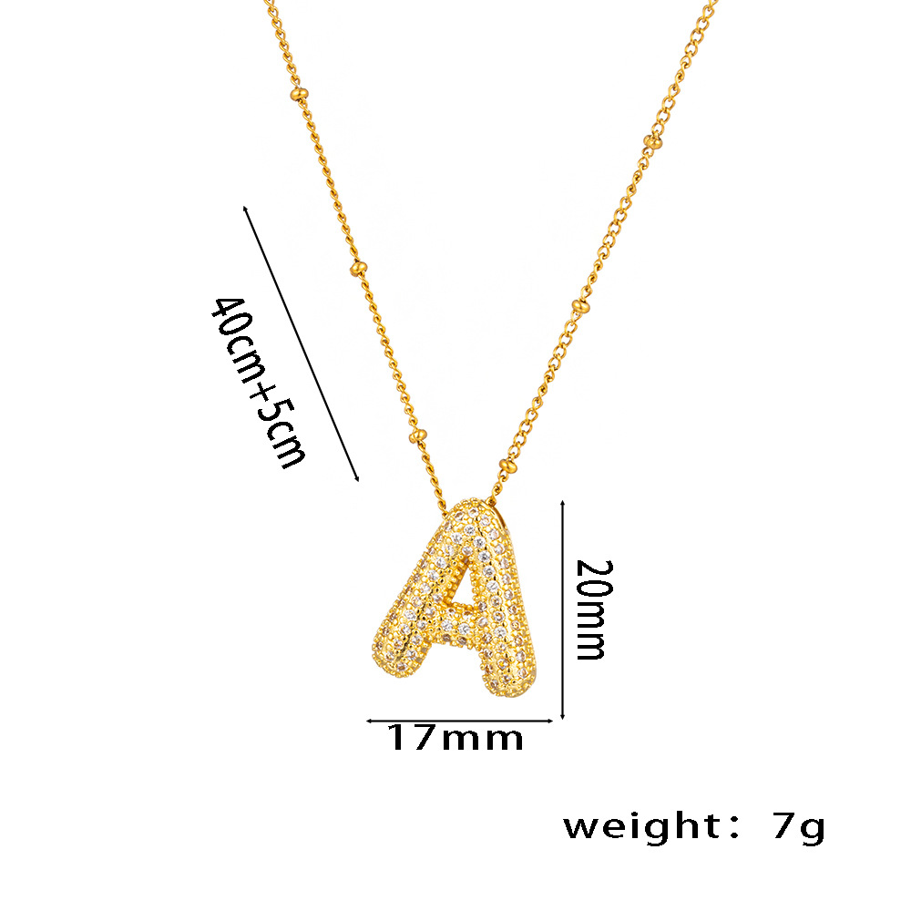 New cross-border European and American micro-inlaid zircon 26-letter pendant necklace, copper-plated 18K gold, fashionable, versatile and classic accessory Item Picture