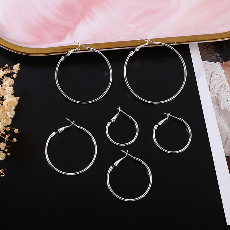 Europe And The United States Jewelry Fashion Selling Personality Circle Exaggerated Earrings Female Multi-Piece Earring C Type Earring Manufacturers Direct Sales Specification drawing