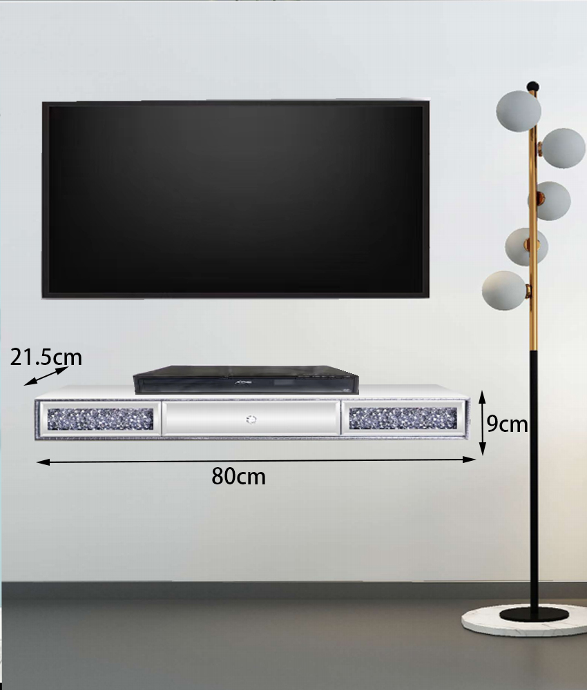 Factory Direct Sales Simple Explosion Grinding Beveled Edge Washing Mirror Bright Broken Drill With Drawer Glass Wall Shelf Study Living Room Wall Storage Rack Specification drawing