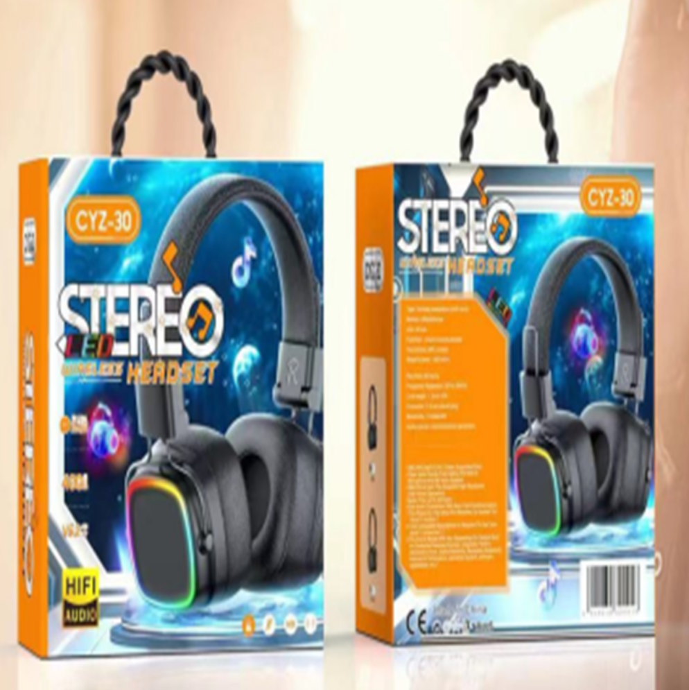 厂家批发CYZ-30折叠中性无线蓝牙运动带发光灯电竞通话耳麦耳机