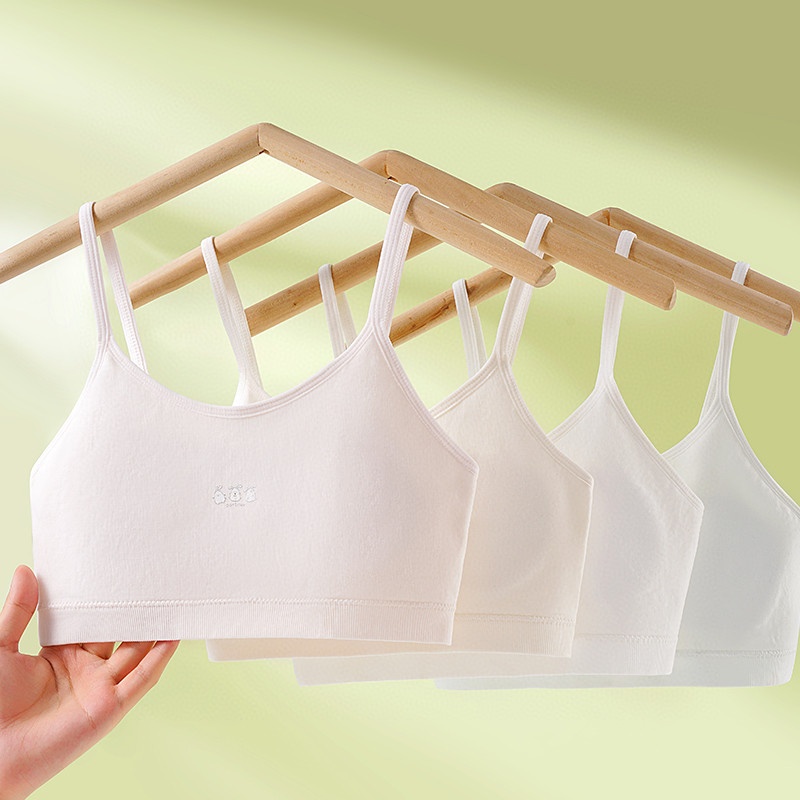 Thin seamless cotton double-layer anti-bump breast pad girl student growth underwear halter girly cotton vest full figure
