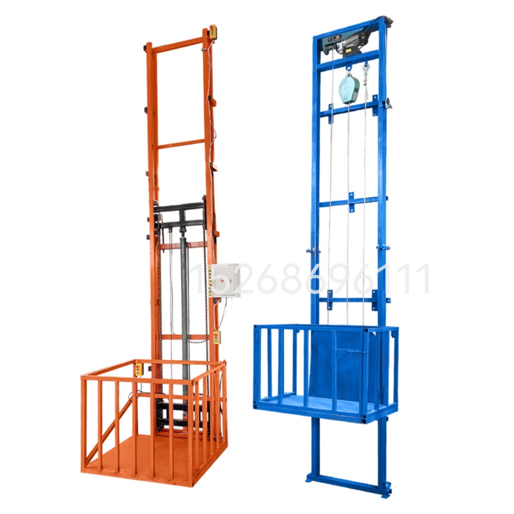 Electric household lift, small hydraulic lifting platform, simple elevator, warehouse and factory hoist, electric lifting elevator details Picture