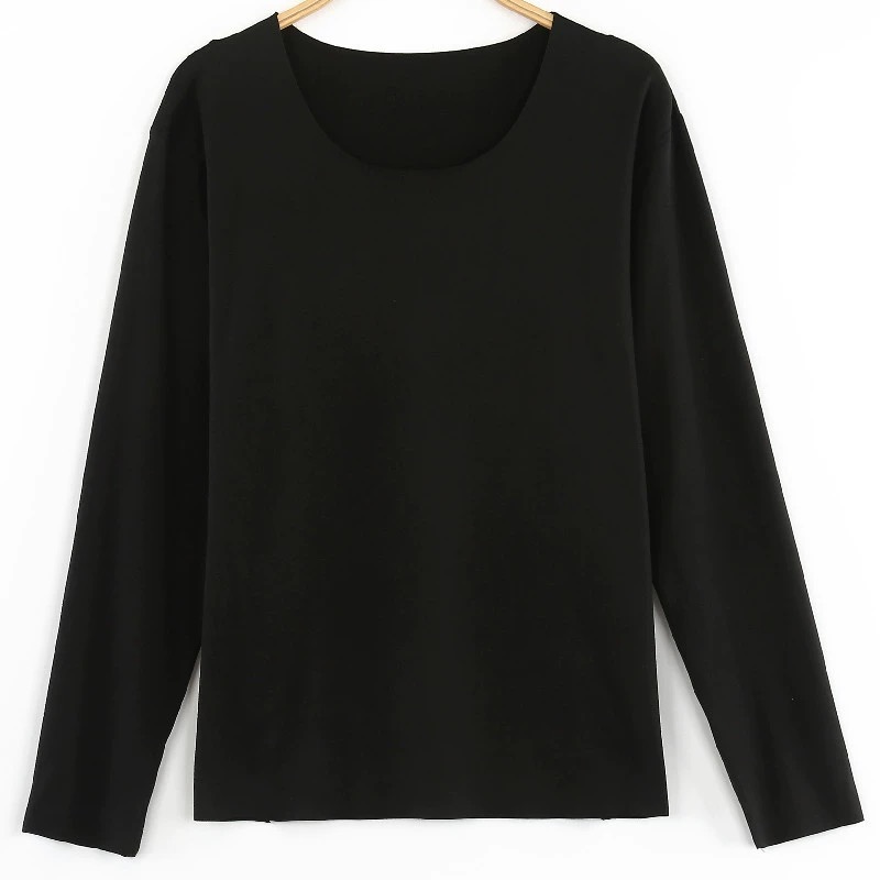 女士黑色打底衫加绒新款打底衫上衣秋衣内衣2024新款