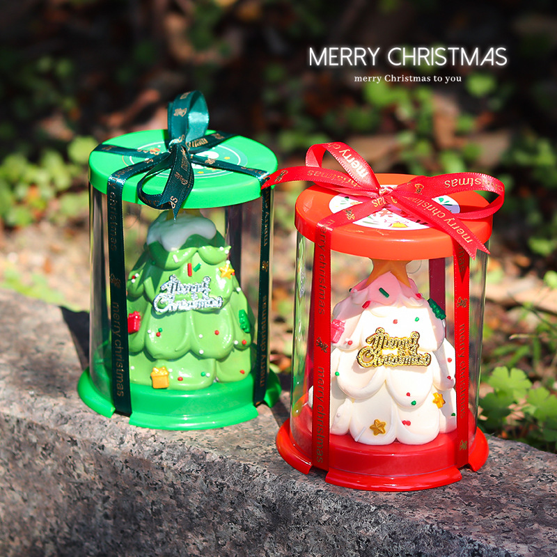 3英寸迷你圣诞喜庆红绿色透明烘焙蛋糕包装盒详情3