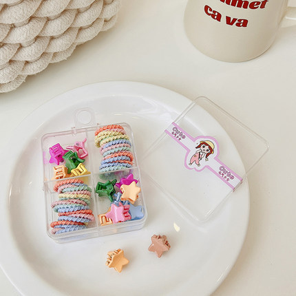 儿童不伤发小皮筋可爱盒装高弹力头绳橡皮筋幼儿园宝宝碎发小抓夹 皮圈不伤发儿童皮筋详情图5